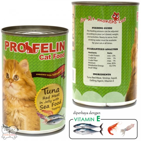 Profelin Makanan Kucing Basah Tuna Red Meat in Jelly 400g - Seafood Topping