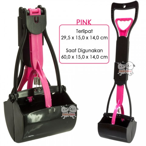 Sekop Kotoran Anjing Pet Pooper Scooper Foldable - Pink