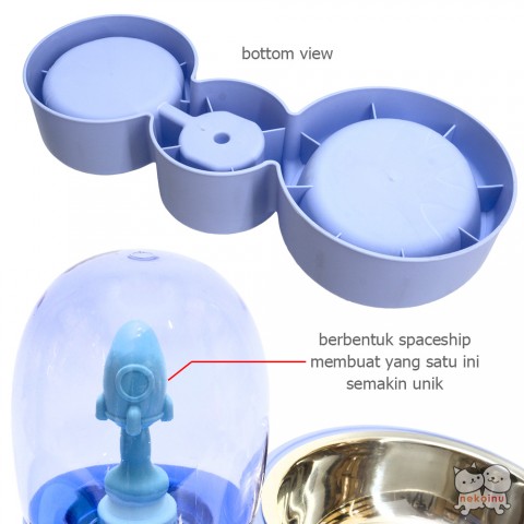 Tempat Makan Minum Anjing Kucing Fountain LS260 - Spaceship Biru
